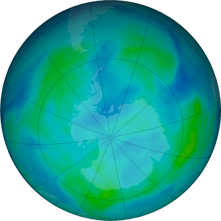Antarctic ozone map for 28 February 2023